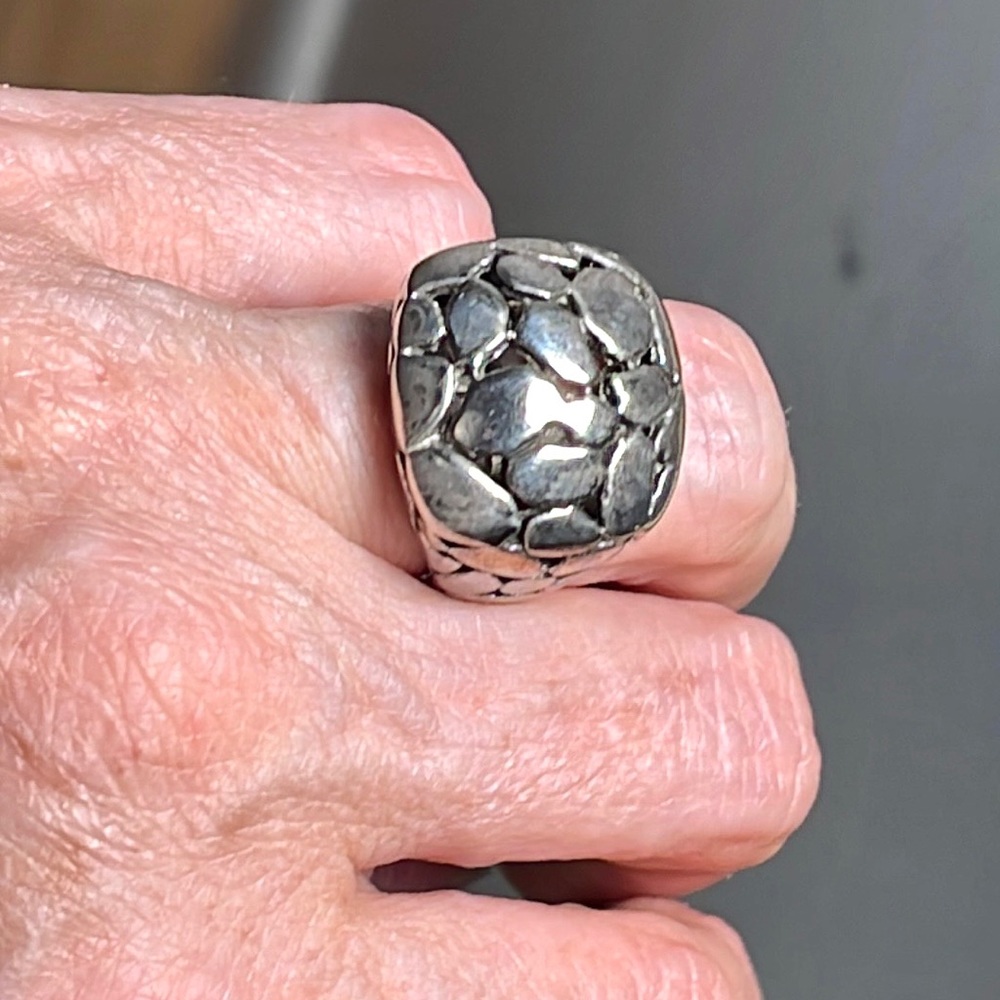 Auction Silver Plated Nugget Ring - image 4